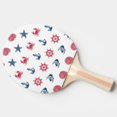Symboolpatroon rood wit en blauw Zee Tafeltennisbatje (Zijkant)