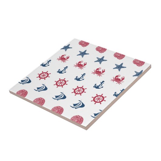 Symboolpatroon rood wit en blauw Zee Tegeltje (Zijkant)