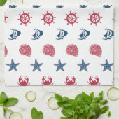 Symboolpatroon rood wit en blauw Zee Theedoek (Gevouwen)