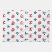 Symboolpatroon rood wit en blauw Zee Theedoek (Horizontaal)