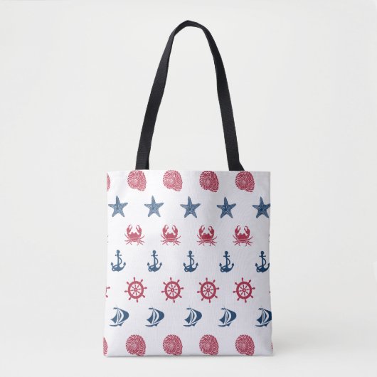 Symboolpatroon rood wit en blauw Zee Tote Bag (Voorkant)