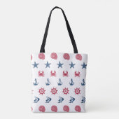 Symboolpatroon rood wit en blauw Zee Tote Bag (Achterkant)
