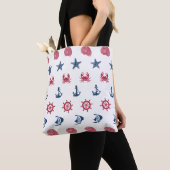Symboolpatroon rood wit en blauw Zee Tote Bag (Dichtbij)