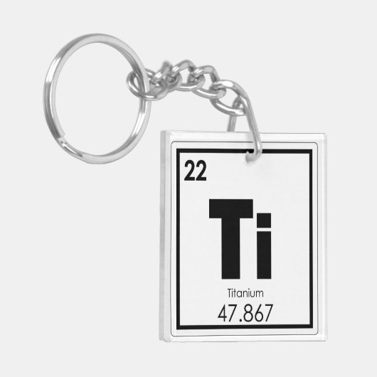Symboolscheikundeformules Titaniumelement Sleutelhanger (Voorkant Links)