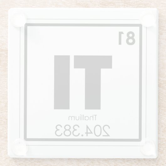 Symboolscheikundeformules van het thalliumelement glazen onderzetter (Achterkant)