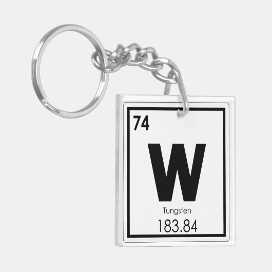 Symboolscheikundeformules wolfraamelement sleutelhanger (Voorkant Links)
