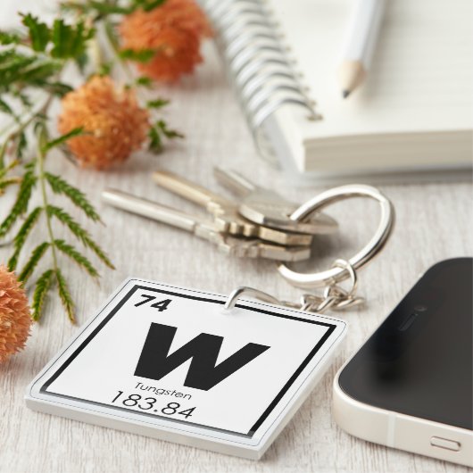 Symboolscheikundeformules wolfraamelement sleutelhanger (Voorkant Rechts)