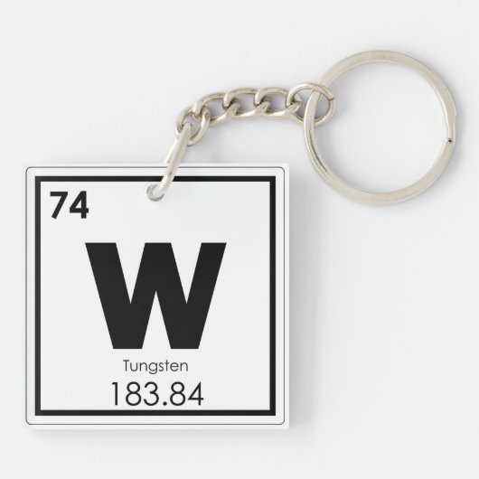 Symboolscheikundeformules wolfraamelement sleutelhanger (Achterkant)