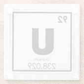 Symboolscheikundescheikundeformules voor uraanelem glazen onderzetter (Achterkant)