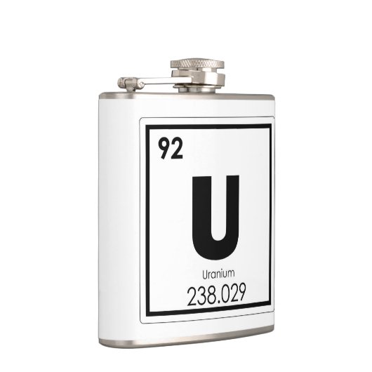 Symboolscheikundescheikundeformules voor uraanelem heupfles (Rechts)