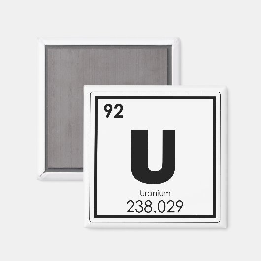Symboolscheikundescheikundeformules voor uraanelem magneet (Voorkant / Achterkant)