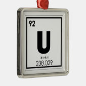 Symboolscheikundescheikundeformules voor uraanelem metalen ornament (Rechts)