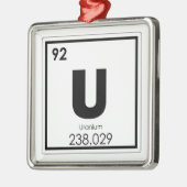Symboolscheikundescheikundeformules voor uraanelem metalen ornament (Links)