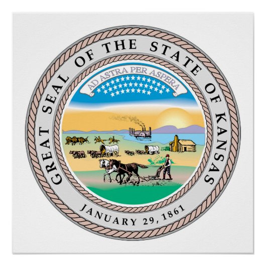 Symboolvlag Kansas staat-zeehond-amerika Poster (Voorkant)