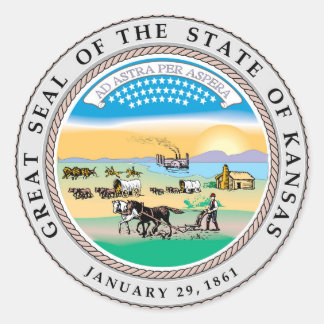 Symboolvlag Kansas staat-zeehond-amerika Ronde Sticker