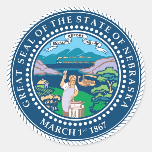Symboolvlag Nebraska staatszeehond america Ronde Sticker (Voorkant)