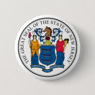 Symboolvlag van de Amerikaanse staat New Jersey Ronde Button 5,7 Cm