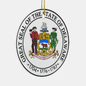 Symboolvlag van de Amerikaanse staatszeehond Delaw Keramisch Ornament (Rechts)