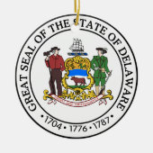 Symboolvlag van de Amerikaanse staatszeehond Delaw Keramisch Ornament (Voorkant)