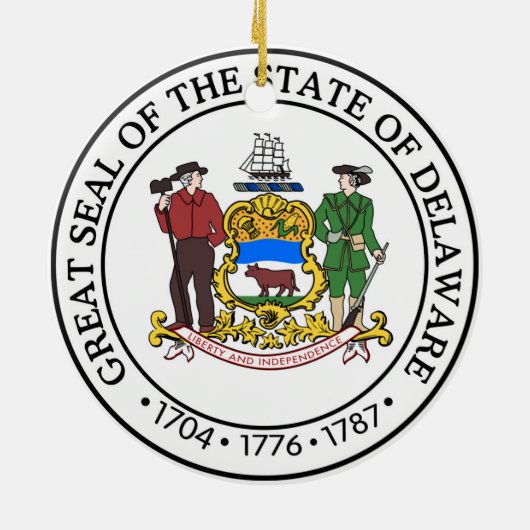 Symboolvlag van de Amerikaanse staatszeehond Delaw Keramisch Ornament (Achterkant)