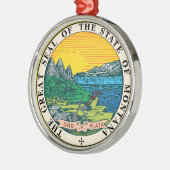Symbvlag van de staat Montana Metalen Ornament (Links)