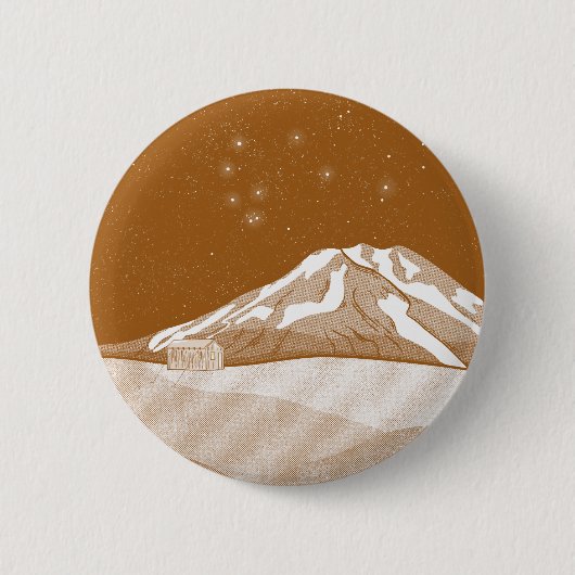 Syme Hut Mount Taranaki Ronde Button 5,7 Cm (Voorkant)