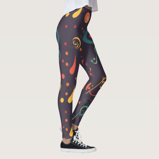 Symfonie abstracte muzieknotitie leggings (Rechts)