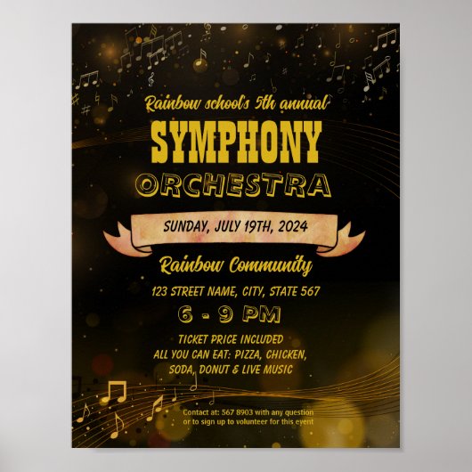 Symfonie Orkest event sjabloon flyer Poster (Voorkant)