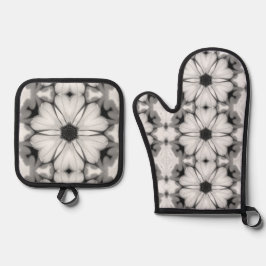 Symfonie van de bloemblaadjes ovenwant & pannenlap set