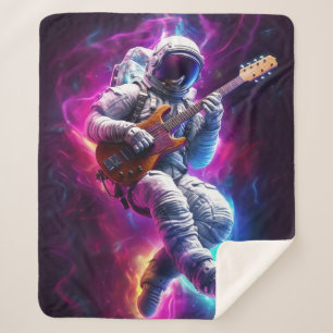 Symfonie van de leegte   Neon Cyberpunk Astronaut Sherpa Deken