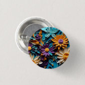 Symfonie van de natuur: Quilled Floral Paper Art Ronde Button 3,2 Cm (Voorkant /achterkant)