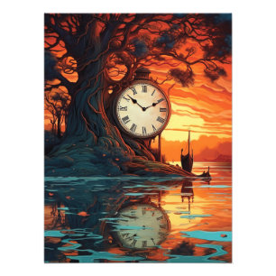 Symfonie van de tijd - Een Klok's reflectie bij zo Foto Afdruk