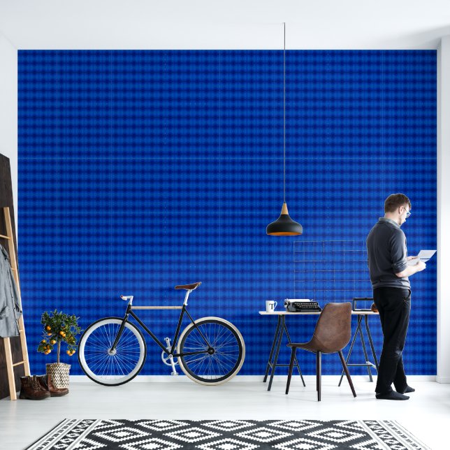 Symfonie van diepblauwe tinten XS-formaat patroon Behang (Woonkamer)