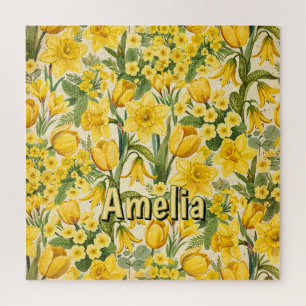 Symfonie van gele lentebloemen legpuzzel