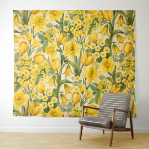 Symfonie van gele lentebloemen wandkleed