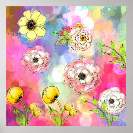 Symfonie van kleuren druppelverf kunst door liefde poster