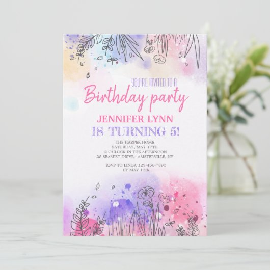 Symfonie van kleuruitnodiging kaart (Staand voorkant)