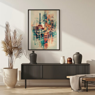 Symfonie van Parijs: Eiffeltoren en Notre-Dame Poster