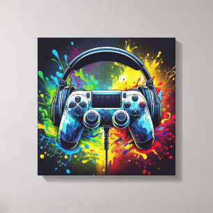 Symfonie van Pixels & Geluid Levendig Gamen Canvas Afdruk