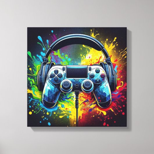 Symfonie van Pixels & Geluid Levendig Gamen Canvas Afdruk (Voorkant)