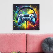 Symfonie van Pixels & Geluid Levendig Gamen Canvas Afdruk (Insitu (Woonkamer))