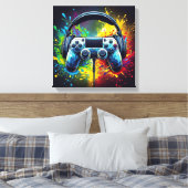 Symfonie van Pixels & Geluid Levendig Gamen Canvas Afdruk (Insitu (Slaapkamer))