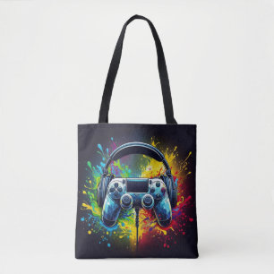 Symfonie van Pixels & Sound: Levendige gaming kuns Tote Bag