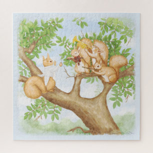 Symfonie van Squirrels Canvas Print Legpuzzel