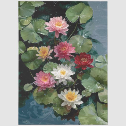 Symfonie van Waterlelies Decoupage Tissuepapier (Voorkant)