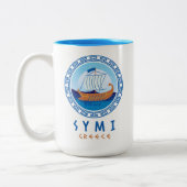 Symi, Griekenland Grieks scheepsontwerp Tweekleurige Koffiemok (Links)