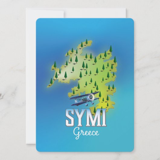 Symi Island Map Greece reisposter. (Voorkant)