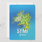 Symi Island Map Greece reisposter. (Achterkant)