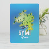 Symi Island Map Greece reisposter. (Staand voorkant)