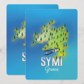 Symi Island Map Greece reisposter. (Voorkant / Achterkant)